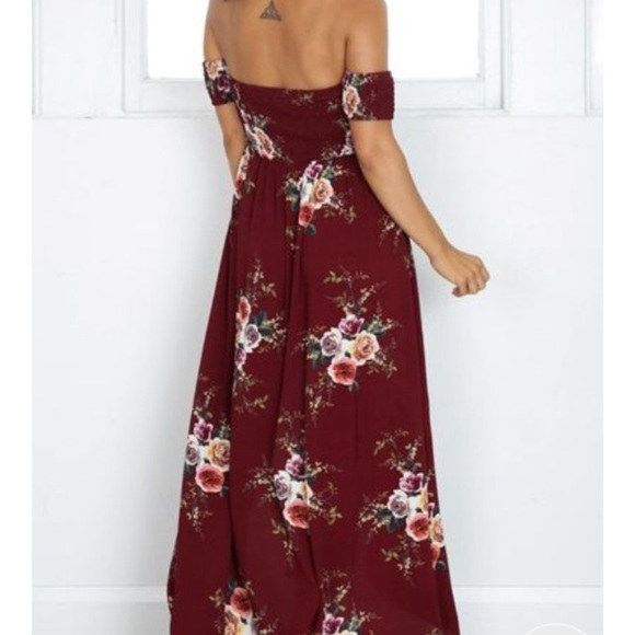 Floral High Low Off-Shoulder Dress - Picture 2 of 7